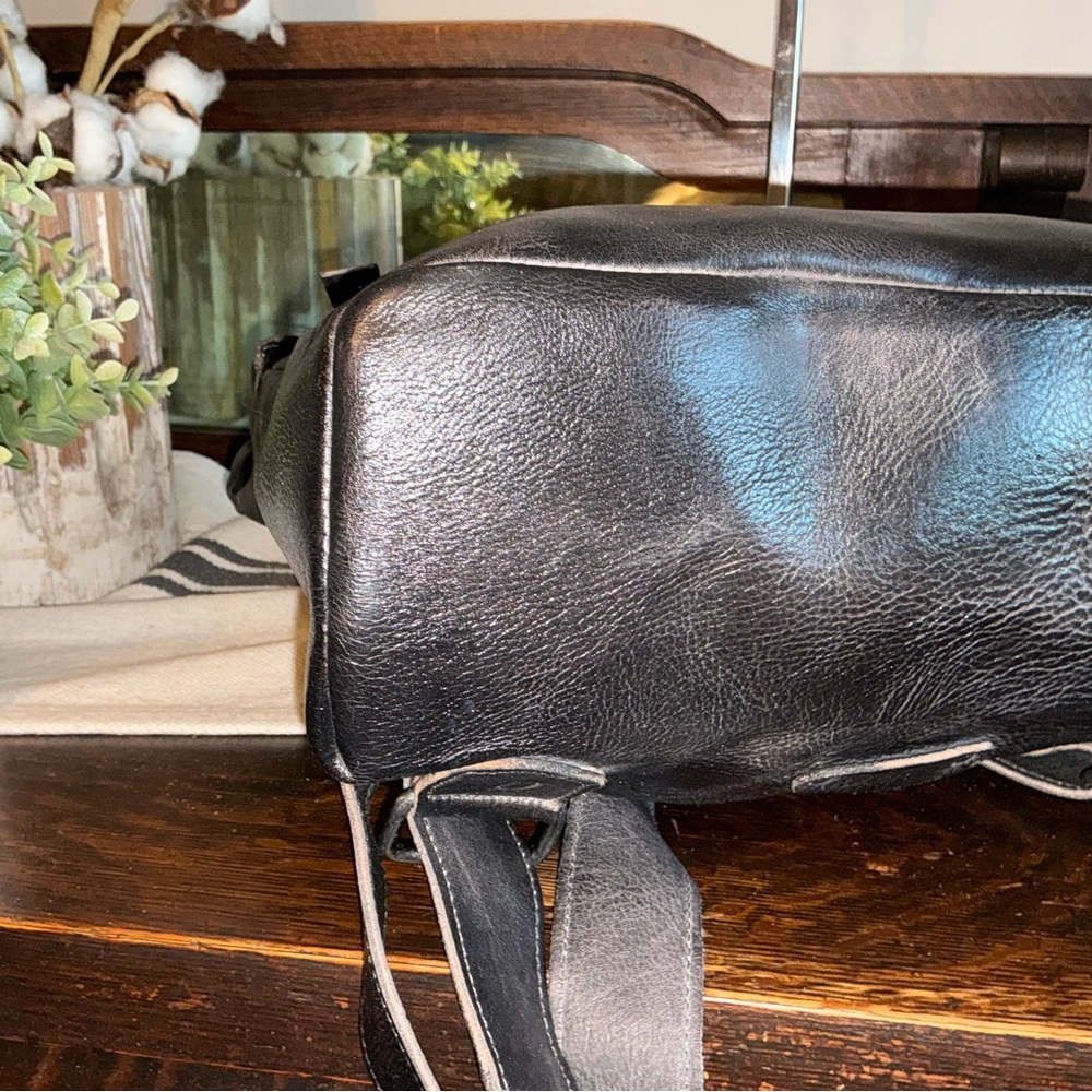 NWT Bed Stu Leather Howie Flapover Leather Backpack Black Rustic Retail $365 - Picture 8 of 14